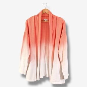 Style & Co Cardigan Sweater Size XL Orange White Ombre Draped Open Front Casual